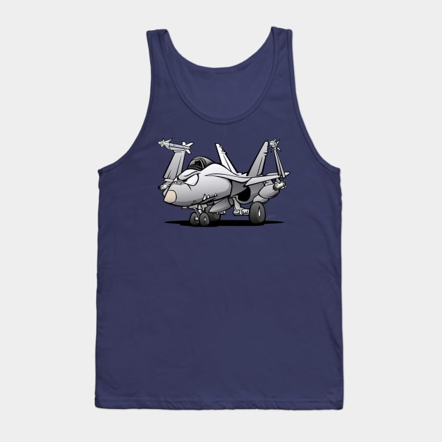 F/A-18 Hornet Fighter Jet Airplane Cartoon Tank Top by hobrath